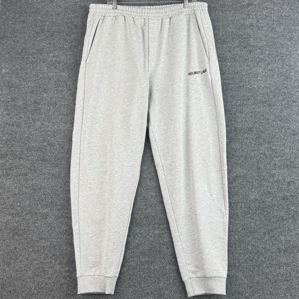 Helmut Lang Jogger Pants Mens XXL Gray Cotton Logo Sweatpants Portugal